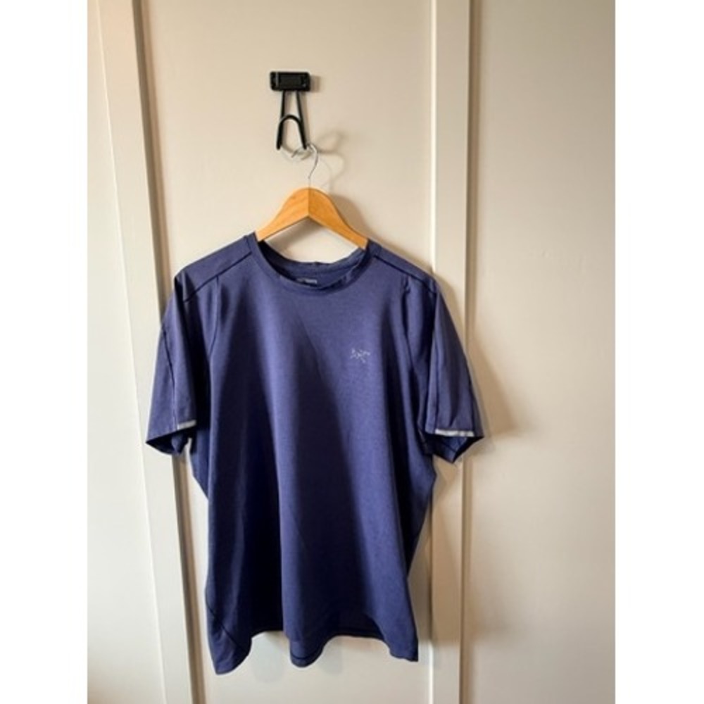 Arcteryx Cormac Crew Neck SS Shirt Mens XL Blue Heather Performance Tee Logo